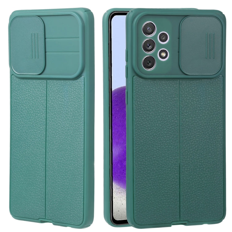 For Samsung Galaxy A72 5G / 4G Litchi Texture Sliding Camshield TPU Phone Case