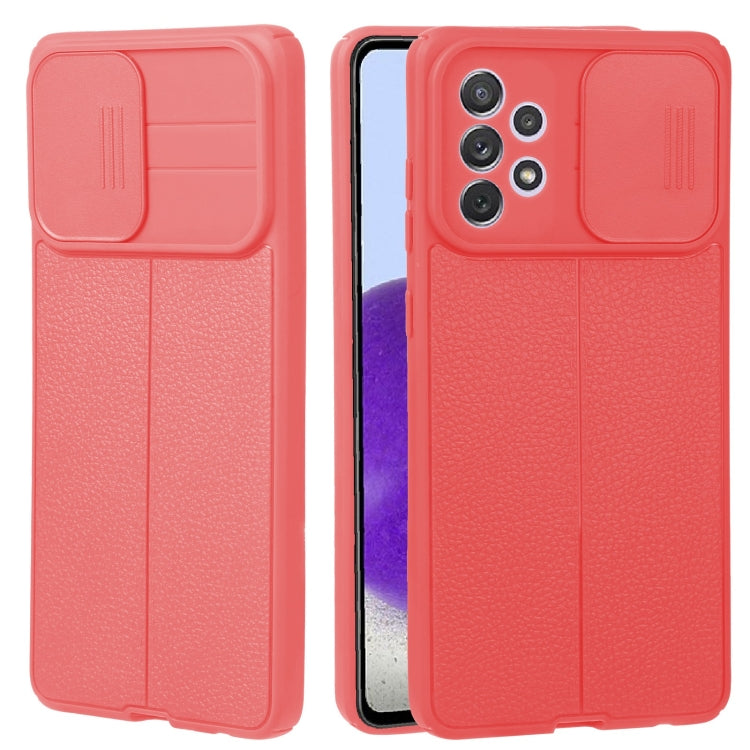 For Samsung Galaxy A72 5G / 4G Litchi Texture Sliding Camshield TPU Phone Case