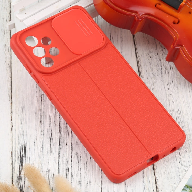 For Samsung Galaxy A72 5G / 4G Litchi Texture Sliding Camshield TPU Phone Case