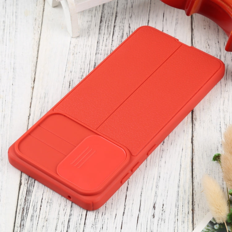 For Samsung Galaxy A72 5G / 4G Litchi Texture Sliding Camshield TPU Phone Case