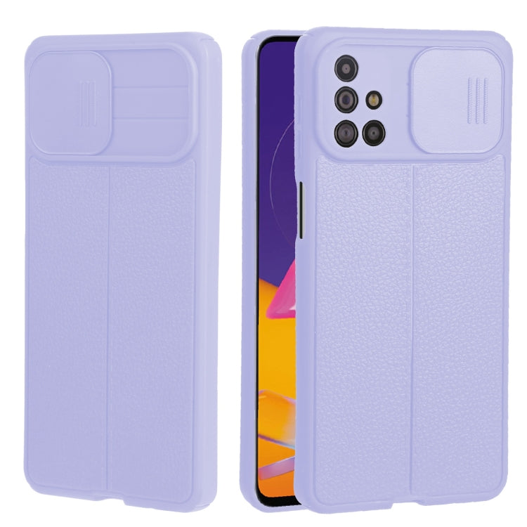 For Samsung Galaxy M31s Litchi Texture Sliding Camshield TPU Phone Case