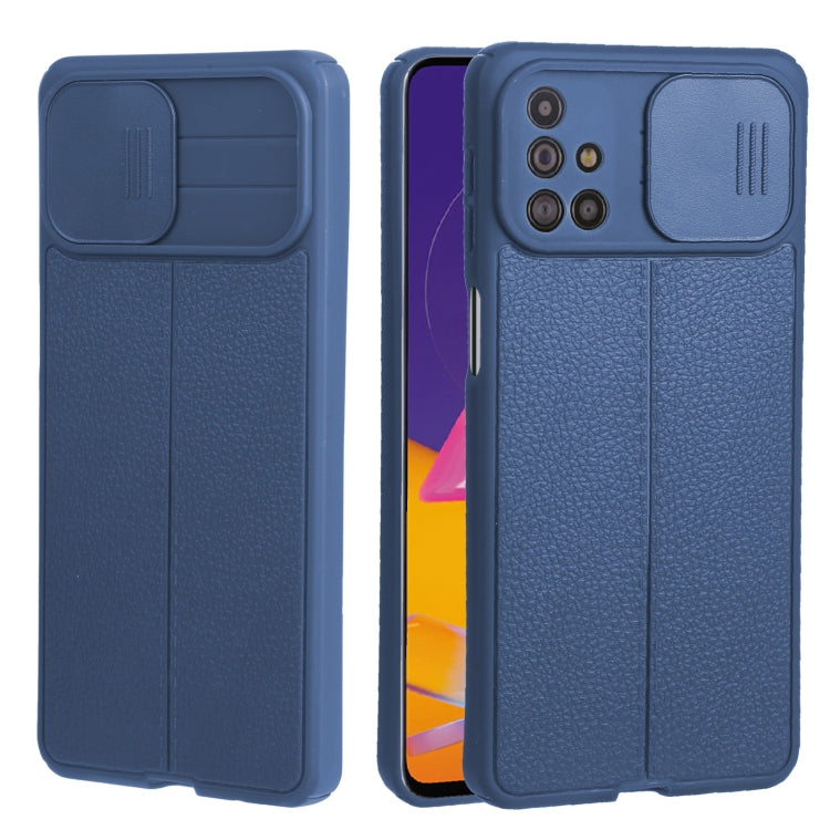 For Samsung Galaxy M31s Litchi Texture Sliding Camshield TPU Phone Case