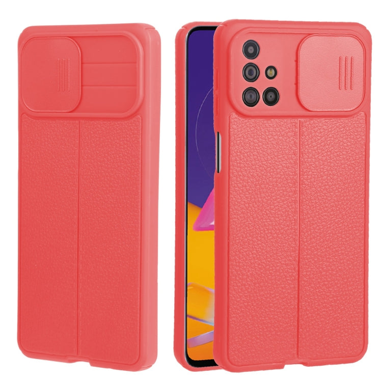 For Samsung Galaxy M31s Litchi Texture Sliding Camshield TPU Phone Case