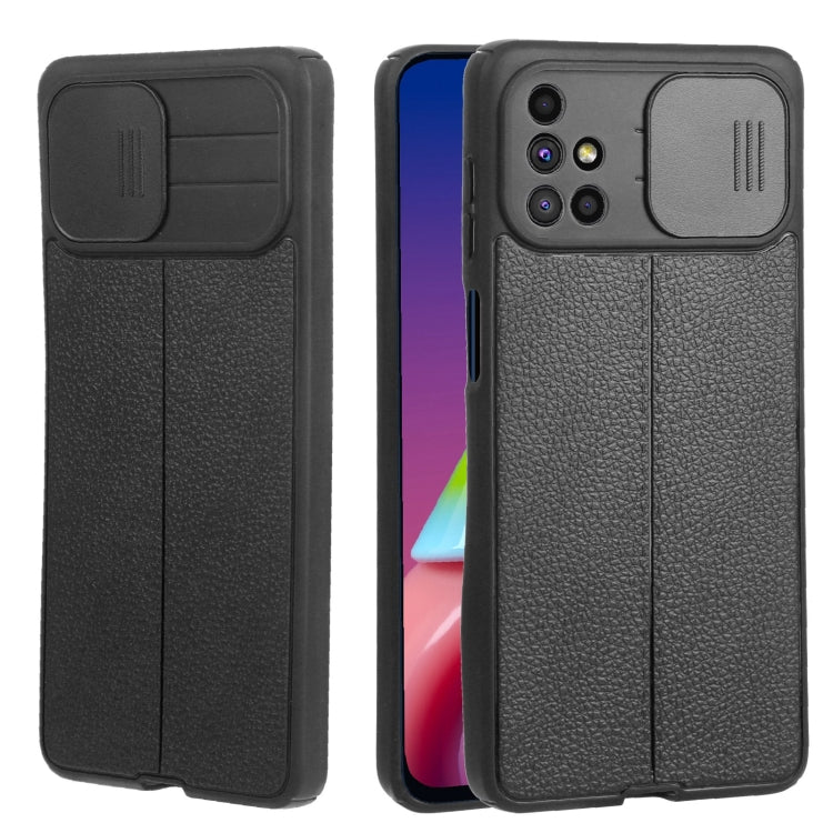For Samsung Galaxy M51 Litchi Texture Sliding Camshield TPU Phone Case