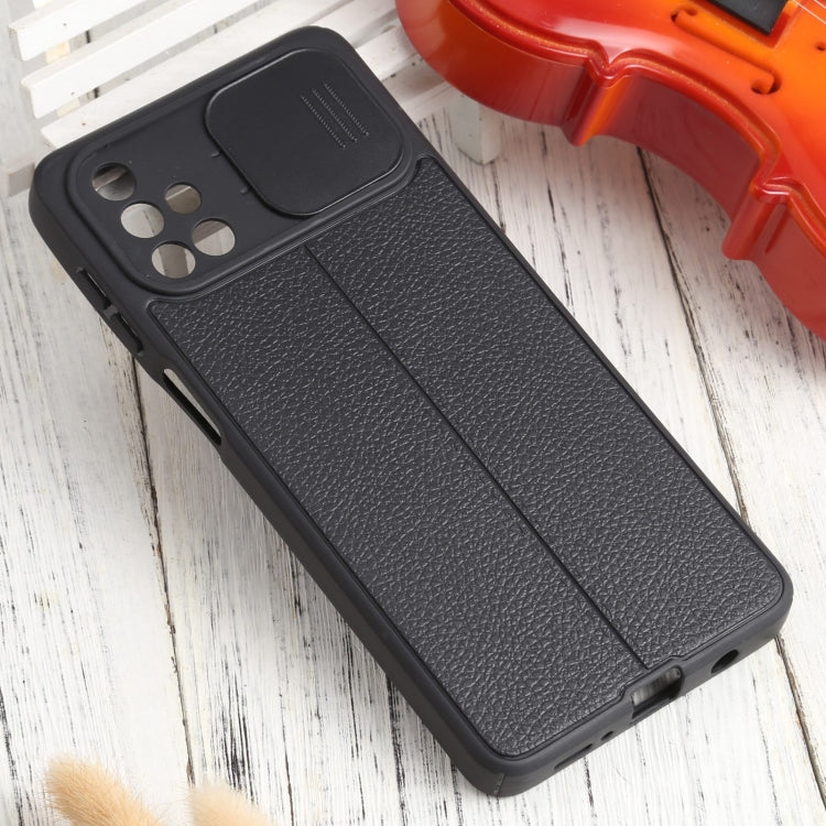 For Samsung Galaxy M51 Litchi Texture Sliding Camshield TPU Phone Case