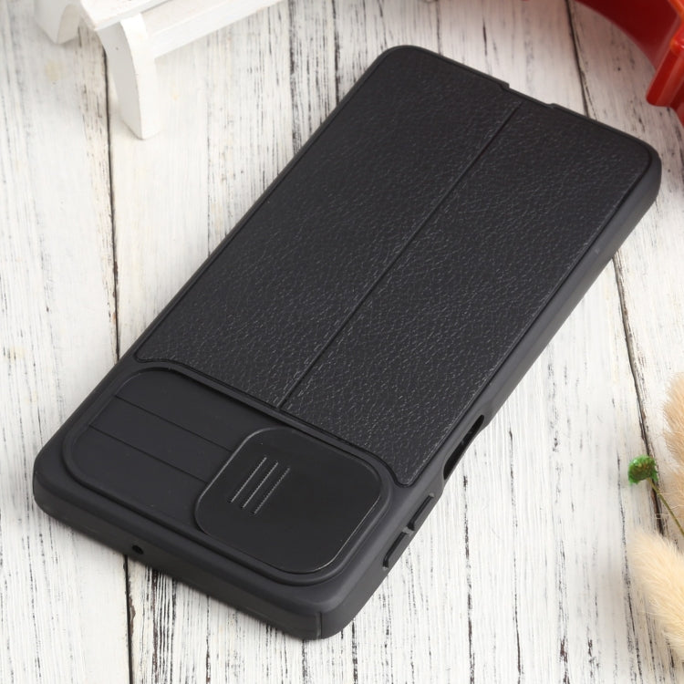 For Samsung Galaxy M51 Litchi Texture Sliding Camshield TPU Phone Case