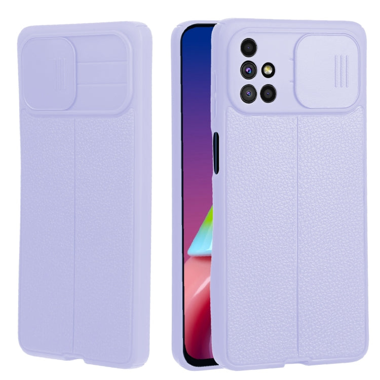 For Samsung Galaxy M51 Litchi Texture Sliding Camshield TPU Phone Case