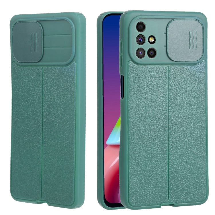 For Samsung Galaxy M51 Litchi Texture Sliding Camshield TPU Phone Case