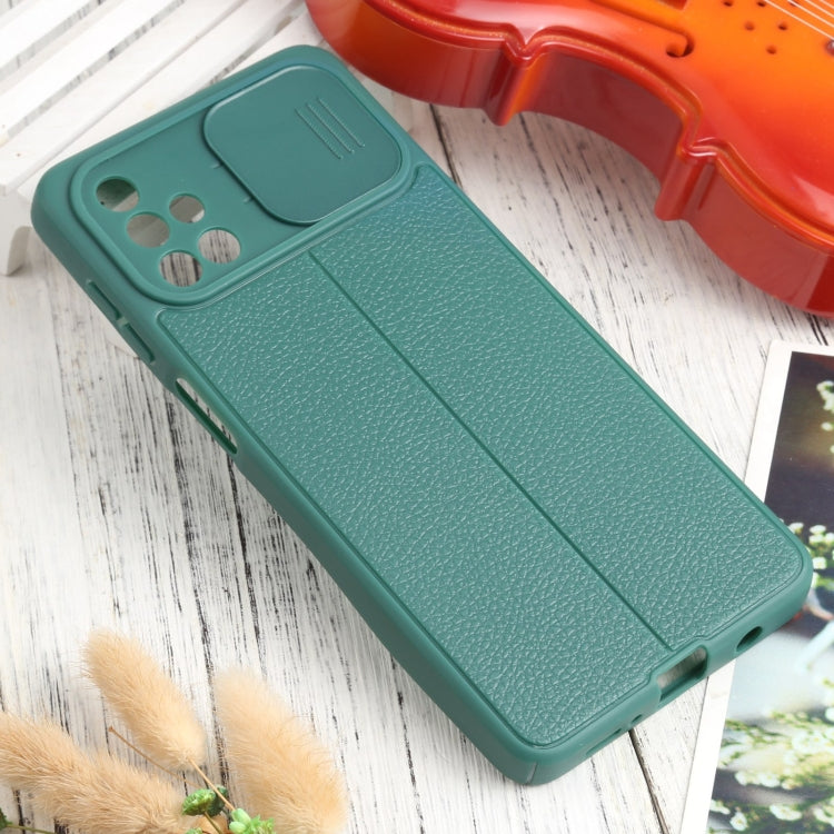 For Samsung Galaxy M51 Litchi Texture Sliding Camshield TPU Phone Case
