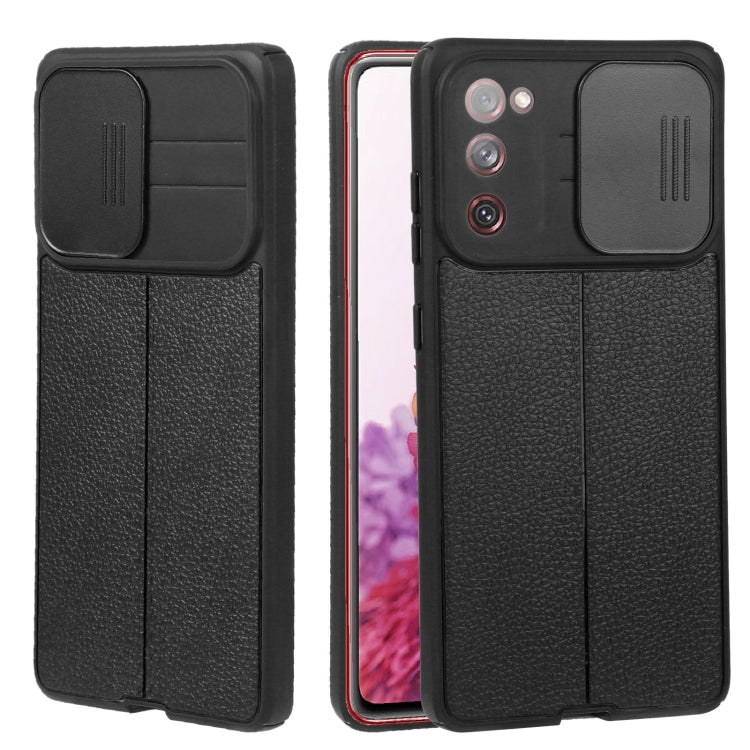For Samsung Galaxy S20 FE Litchi Texture Sliding Camshield TPU Phone Case
