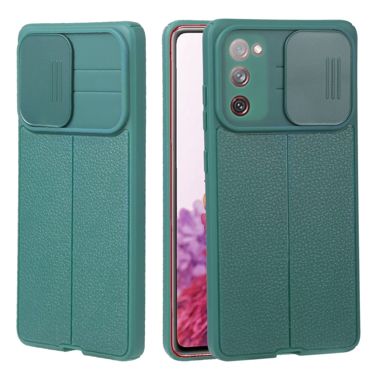 For Samsung Galaxy S20 FE Litchi Texture Sliding Camshield TPU Phone Case
