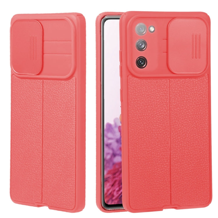 For Samsung Galaxy S20 FE Litchi Texture Sliding Camshield TPU Phone Case