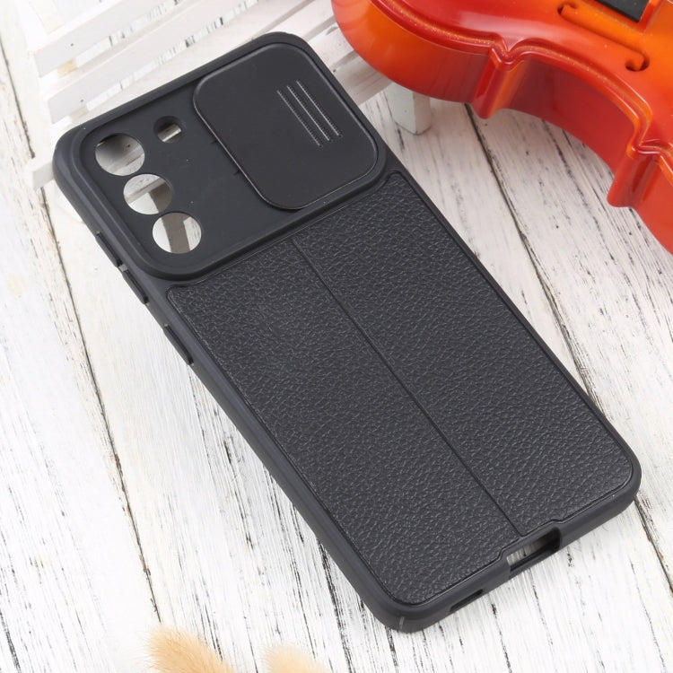 For Samsung Galaxy S21 FE 5G Litchi Texture Sliding Camshield TPU Phone Case