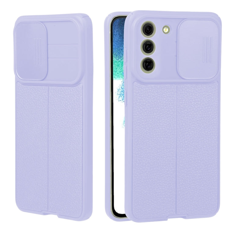 For Samsung Galaxy S21 FE 5G Litchi Texture Sliding Camshield TPU Phone Case