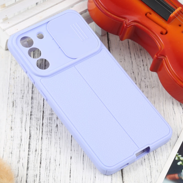 For Samsung Galaxy S21 FE 5G Litchi Texture Sliding Camshield TPU Phone Case