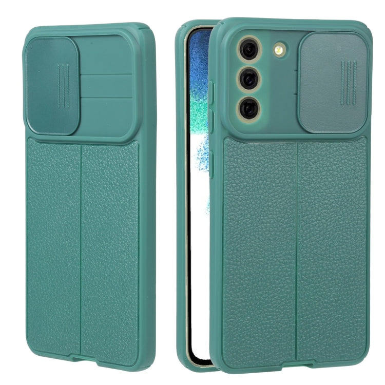 For Samsung Galaxy S21 FE 5G Litchi Texture Sliding Camshield TPU Phone Case