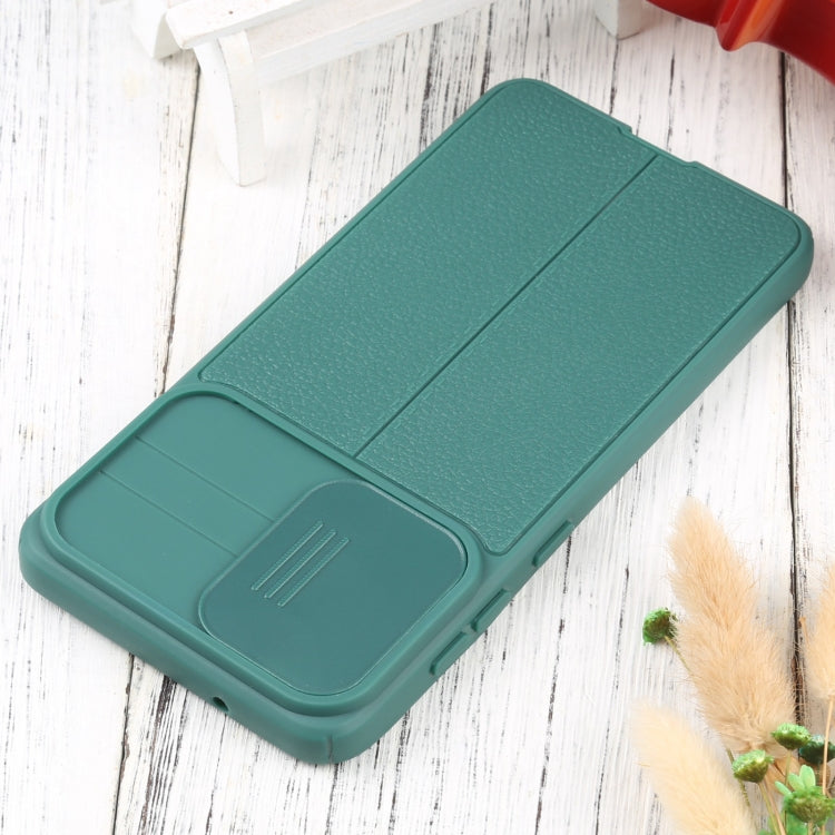 For Samsung Galaxy S21 FE 5G Litchi Texture Sliding Camshield TPU Phone Case
