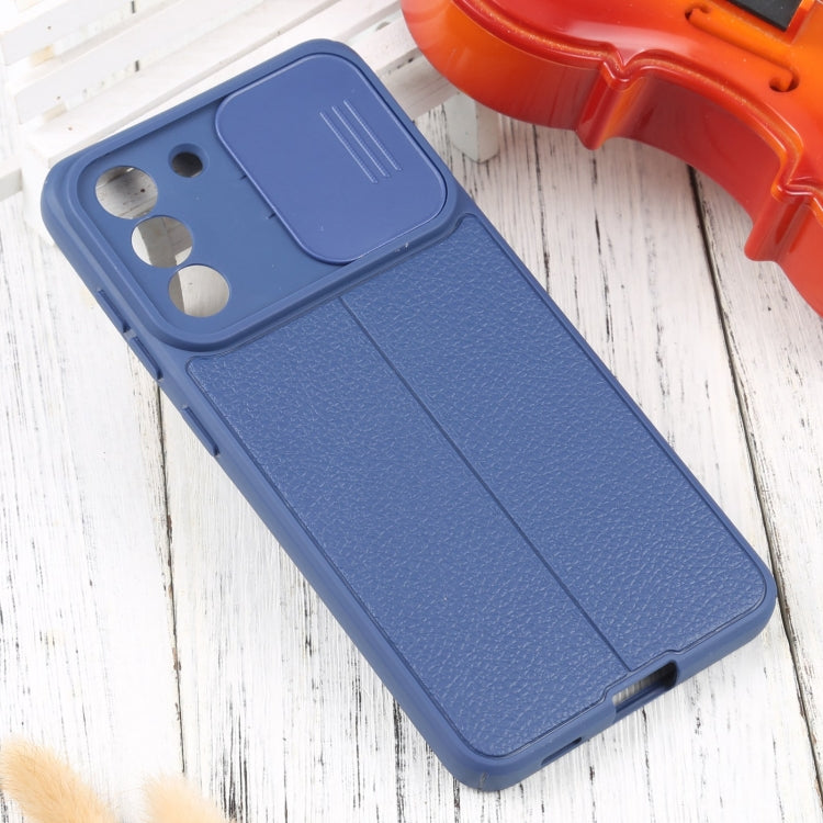 For Samsung Galaxy S21 FE 5G Litchi Texture Sliding Camshield TPU Phone Case