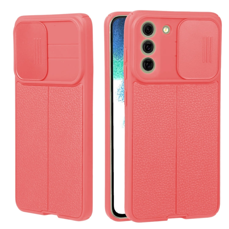 For Samsung Galaxy S21 FE 5G Litchi Texture Sliding Camshield TPU Phone Case