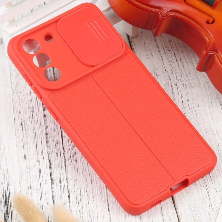 For Samsung Galaxy S21 FE 5G Litchi Texture Sliding Camshield TPU Phone Case