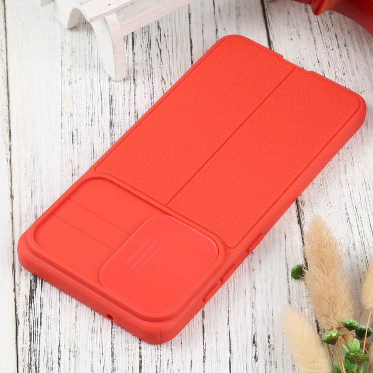 For Samsung Galaxy S21 FE 5G Litchi Texture Sliding Camshield TPU Phone Case