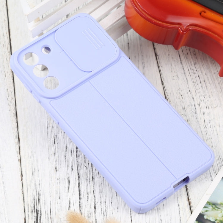 For Samsung Galaxy S21+ 5G Litchi Texture Sliding Camshield TPU Phone Case