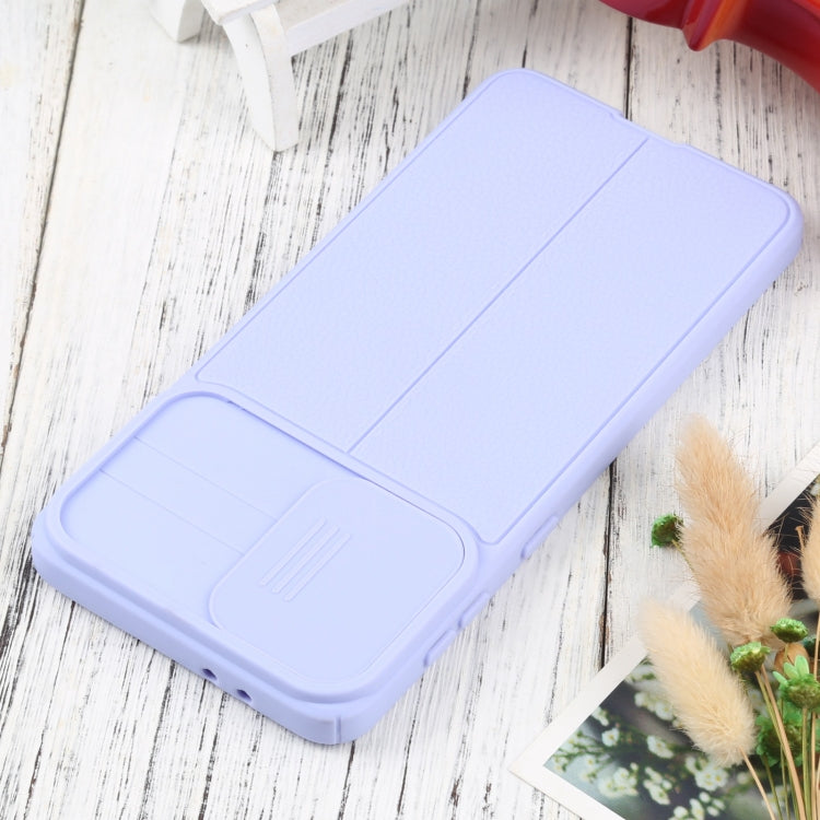 For Samsung Galaxy S21+ 5G Litchi Texture Sliding Camshield TPU Phone Case