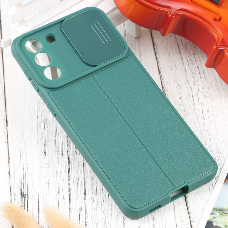 For Samsung Galaxy S21+ 5G Litchi Texture Sliding Camshield TPU Phone Case