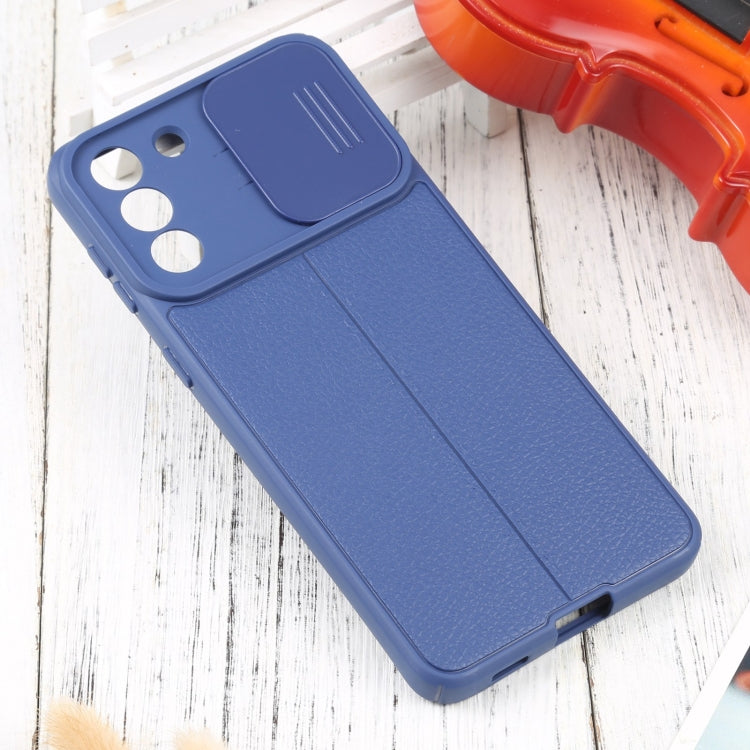 For Samsung Galaxy S21+ 5G Litchi Texture Sliding Camshield TPU Phone Case