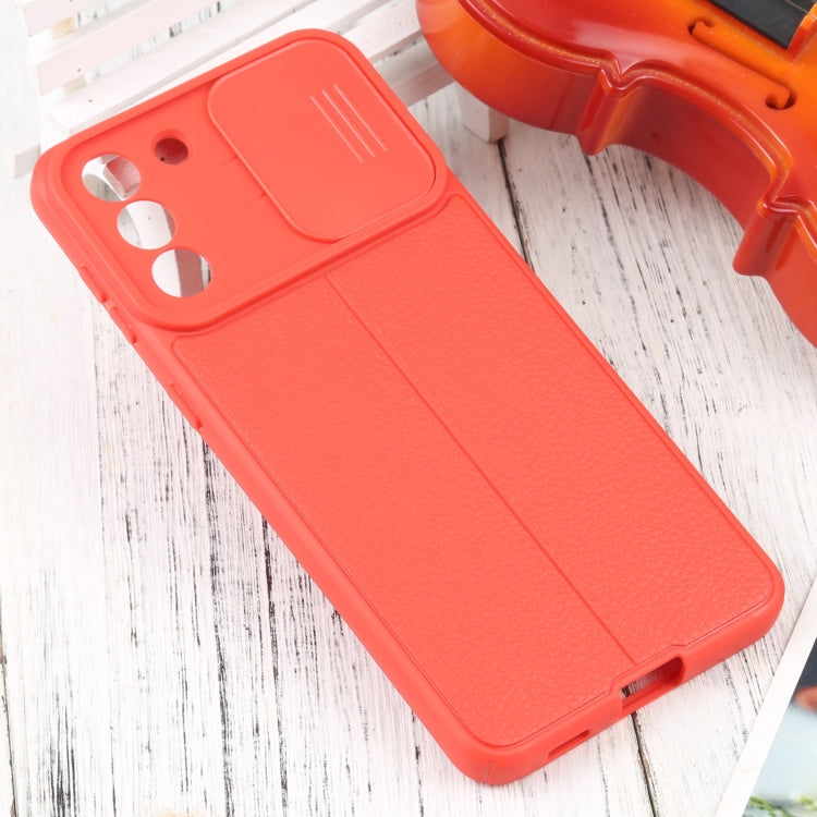 For Samsung Galaxy S21+ 5G Litchi Texture Sliding Camshield TPU Phone Case