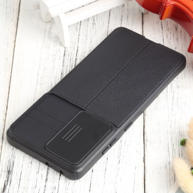 For Samsung Galaxy S21 Ultra 5G Litchi Texture Sliding Camshield TPU Phone Case