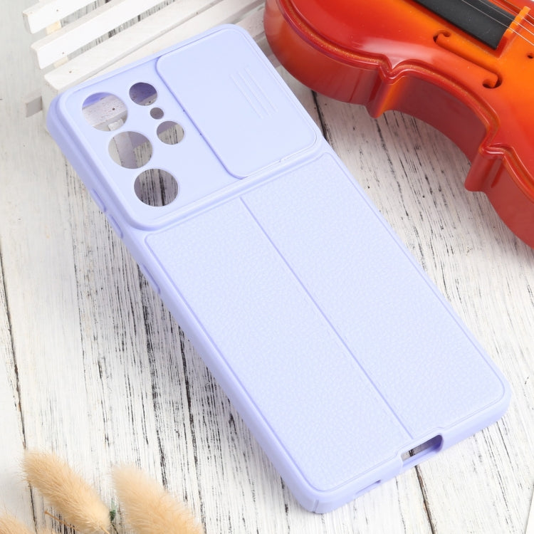 For Samsung Galaxy S21 Ultra 5G Litchi Texture Sliding Camshield TPU Phone Case