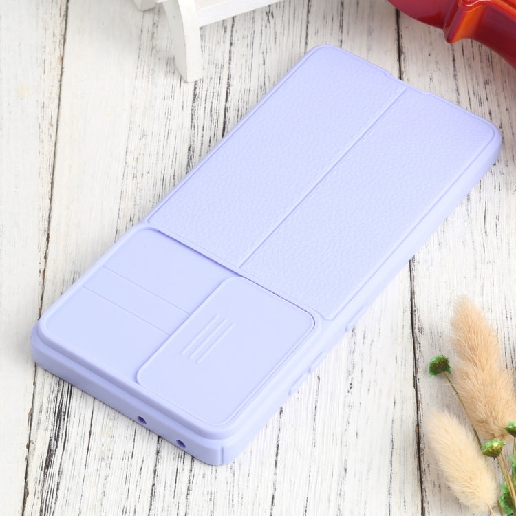 For Samsung Galaxy S21 Ultra 5G Litchi Texture Sliding Camshield TPU Phone Case