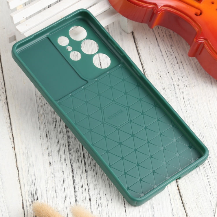 For Samsung Galaxy S21 Ultra 5G Litchi Texture Sliding Camshield TPU Phone Case