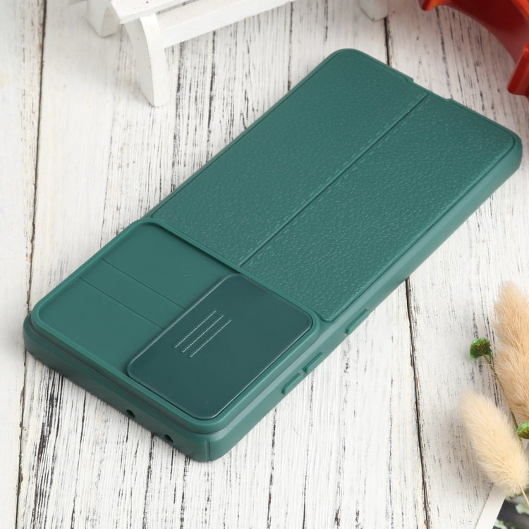 For Samsung Galaxy S21 Ultra 5G Litchi Texture Sliding Camshield TPU Phone Case