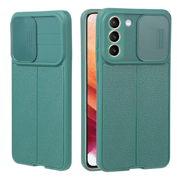 For Samsung Galaxy S30 / S21 Litchi Texture Sliding Camshield TPU Phone Case