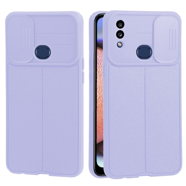 For Samsung Galaxy A10s Litchi Texture Sliding Camshield TPU Phone Case