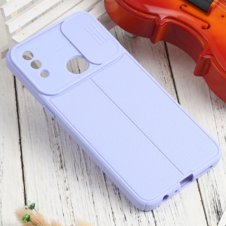 For Samsung Galaxy A10s Litchi Texture Sliding Camshield TPU Phone Case