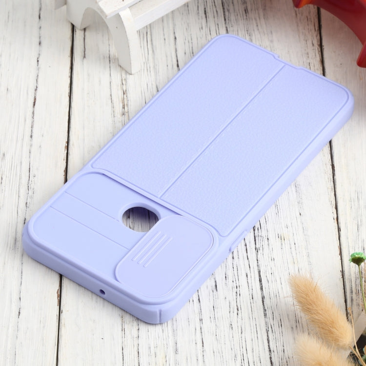 For Samsung Galaxy A10s Litchi Texture Sliding Camshield TPU Phone Case