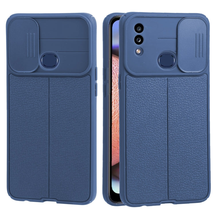For Samsung Galaxy A10s Litchi Texture Sliding Camshield TPU Phone Case