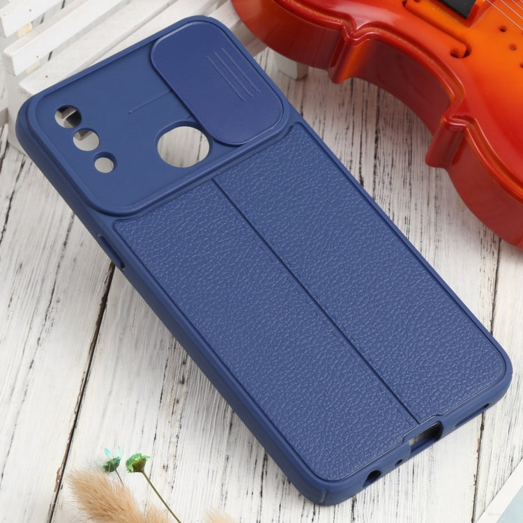 For Samsung Galaxy A10s Litchi Texture Sliding Camshield TPU Phone Case