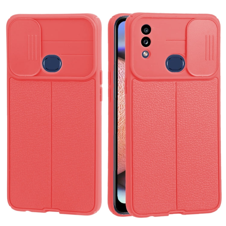 For Samsung Galaxy A10s Litchi Texture Sliding Camshield TPU Phone Case