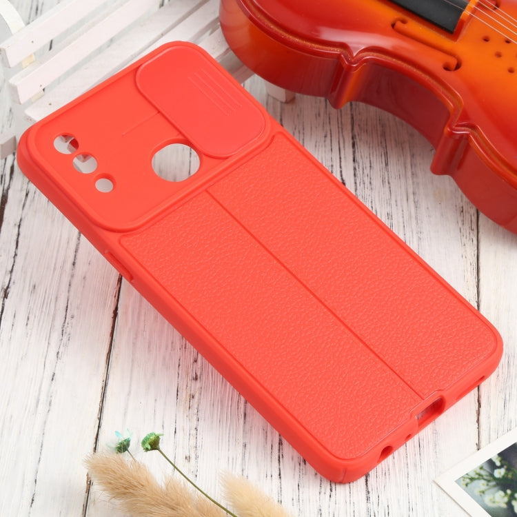 For Samsung Galaxy A10s Litchi Texture Sliding Camshield TPU Phone Case