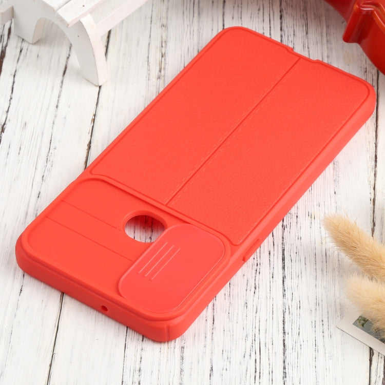 For Samsung Galaxy A10s Litchi Texture Sliding Camshield TPU Phone Case