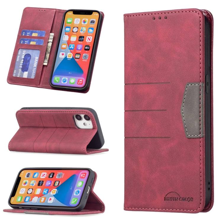 For iPhone 12 mini Magnetic Splicing Leather Phone Case