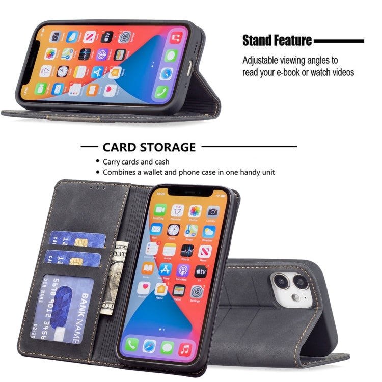 For iPhone 12 mini Magnetic Splicing Leather Phone Case