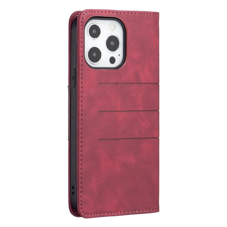 For iPhone 13 Pro Max Magnetic Splicing Leather Phone Case