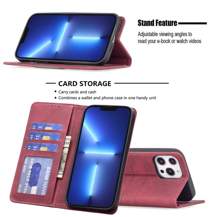 For iPhone 13 Pro Max Magnetic Splicing Leather Phone Case