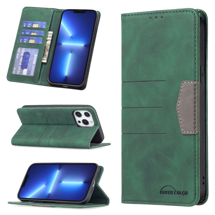 For iPhone 13 Pro Max Magnetic Splicing Leather Phone Case