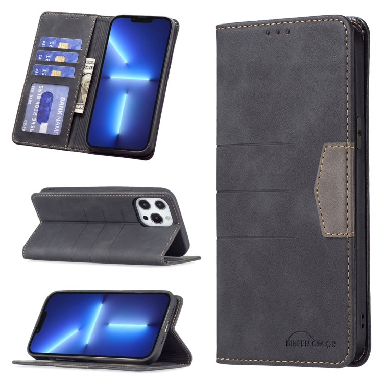 For iPhone 13 Pro Max Magnetic Splicing Leather Phone Case